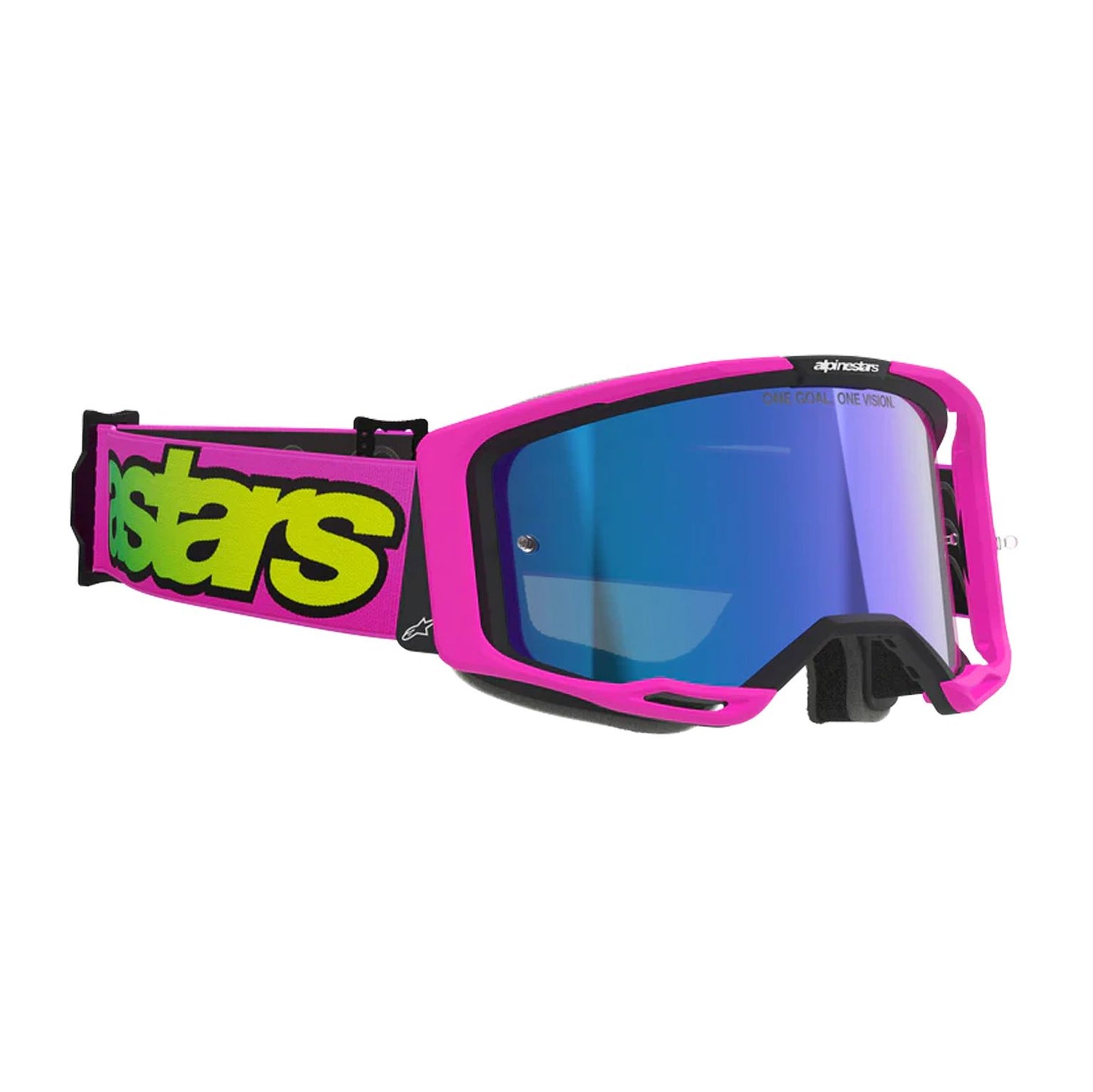 Alpinestars 2026 Vision 8 Vista Motocross Goggles Pink Flo Yellow Flo Mirror Blue One Size