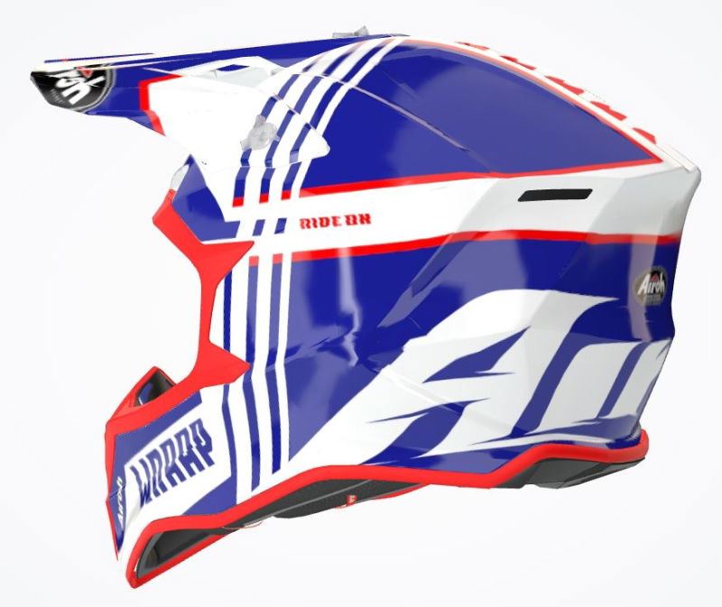 Airoh 2025 Helmet Wraaap Youth Youth Broken Blue Red Gloss