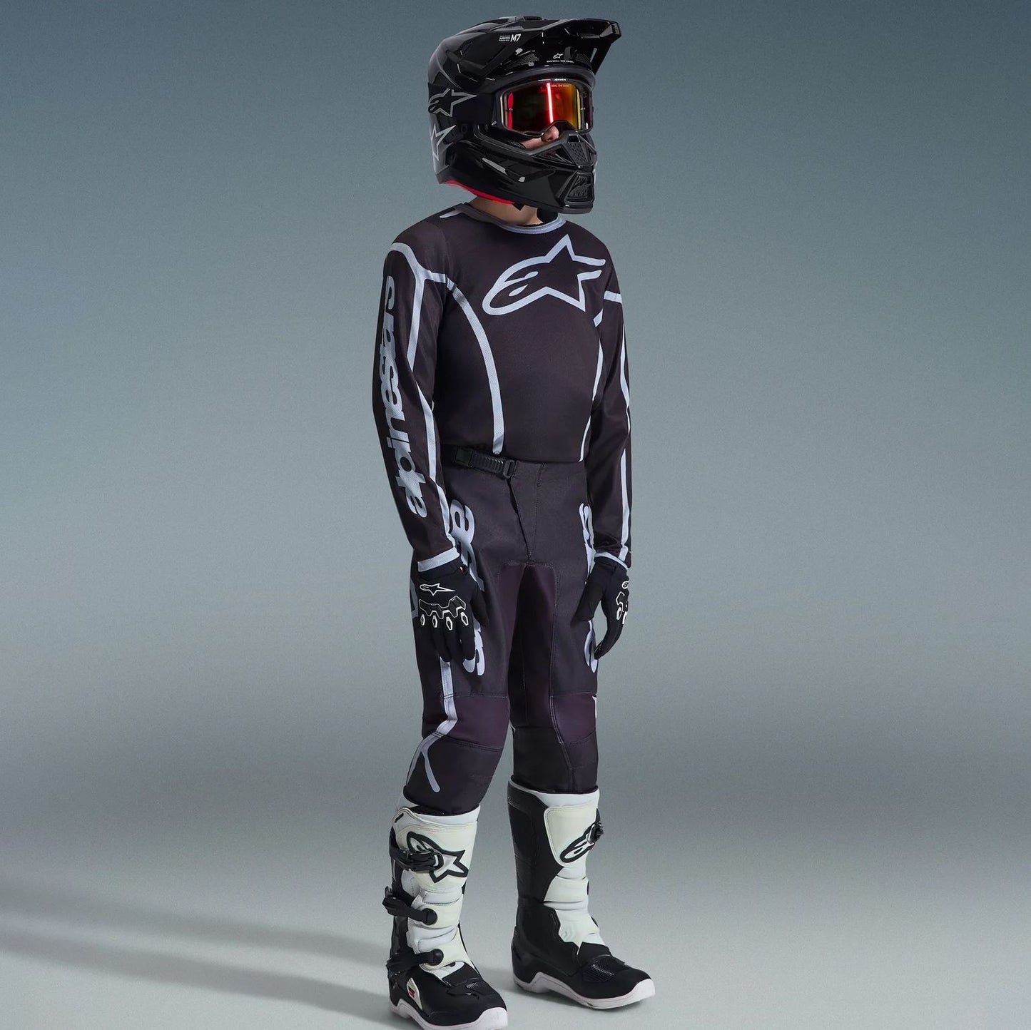 Alpinestars 2026 Youth Fluid Apex Motocross Combo Kit Black Grey
