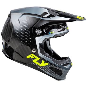 Fly Racing 2025 Formula S Carbon Protocol Motocross Helmet Black Carbon Grey Hi-Viz