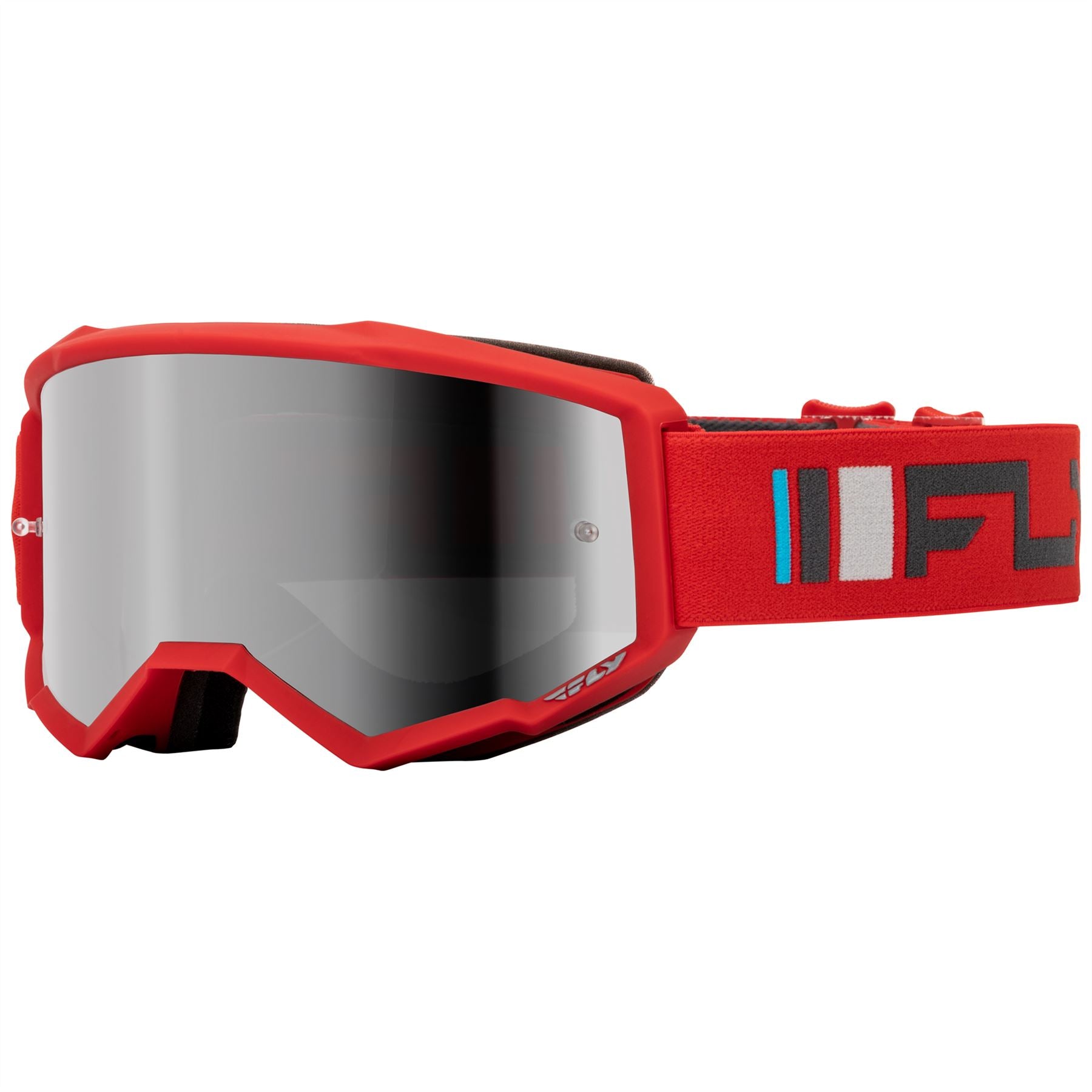 Fly Racing 2025 Zone Youth Motocross Goggles Red Charcoal with Mirror Smoke Lens