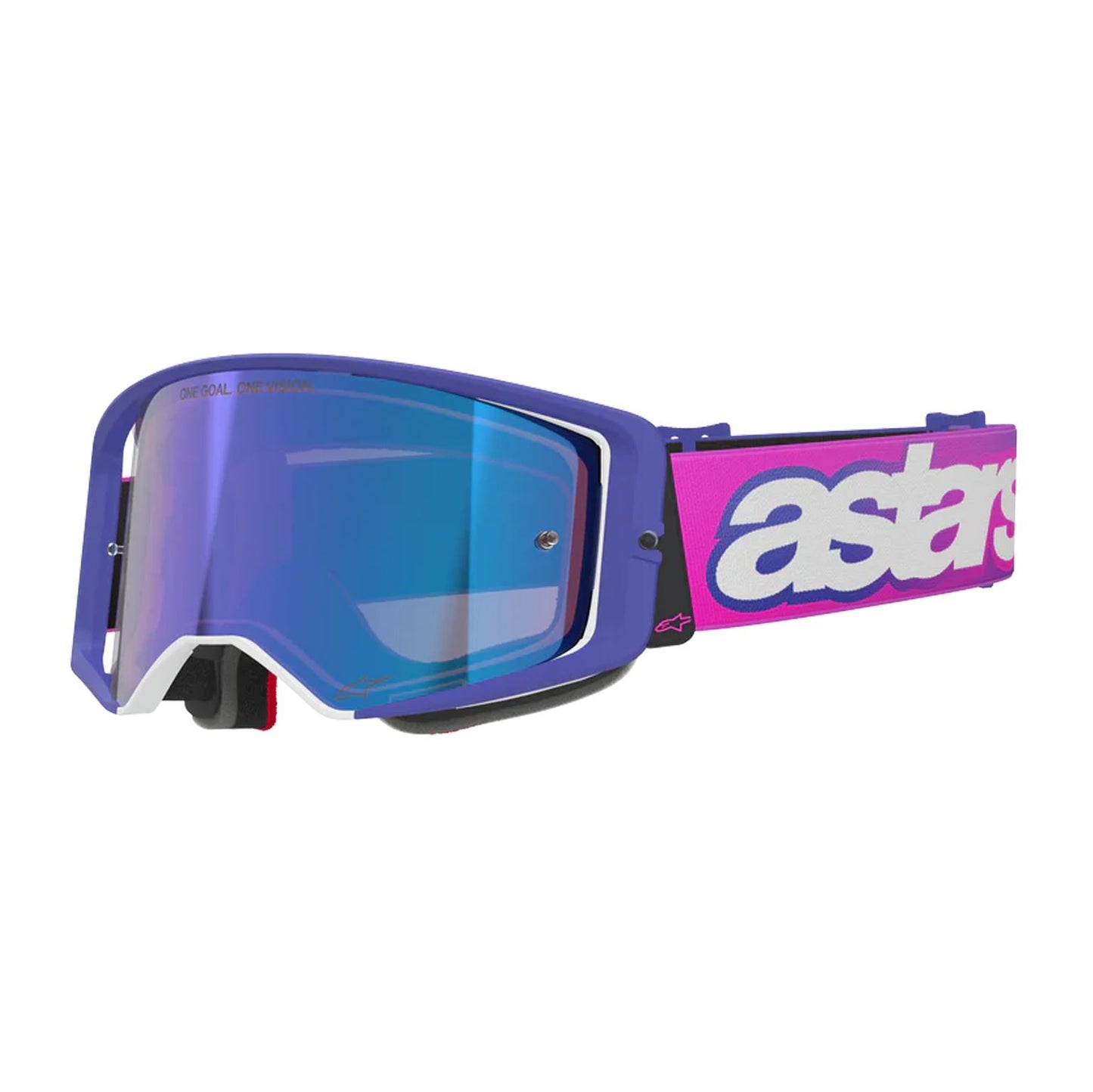 Alpinestars 2026 Supertech Vision Vista Motocross Goggles Purple Flo Pink Mirror Blue One Size