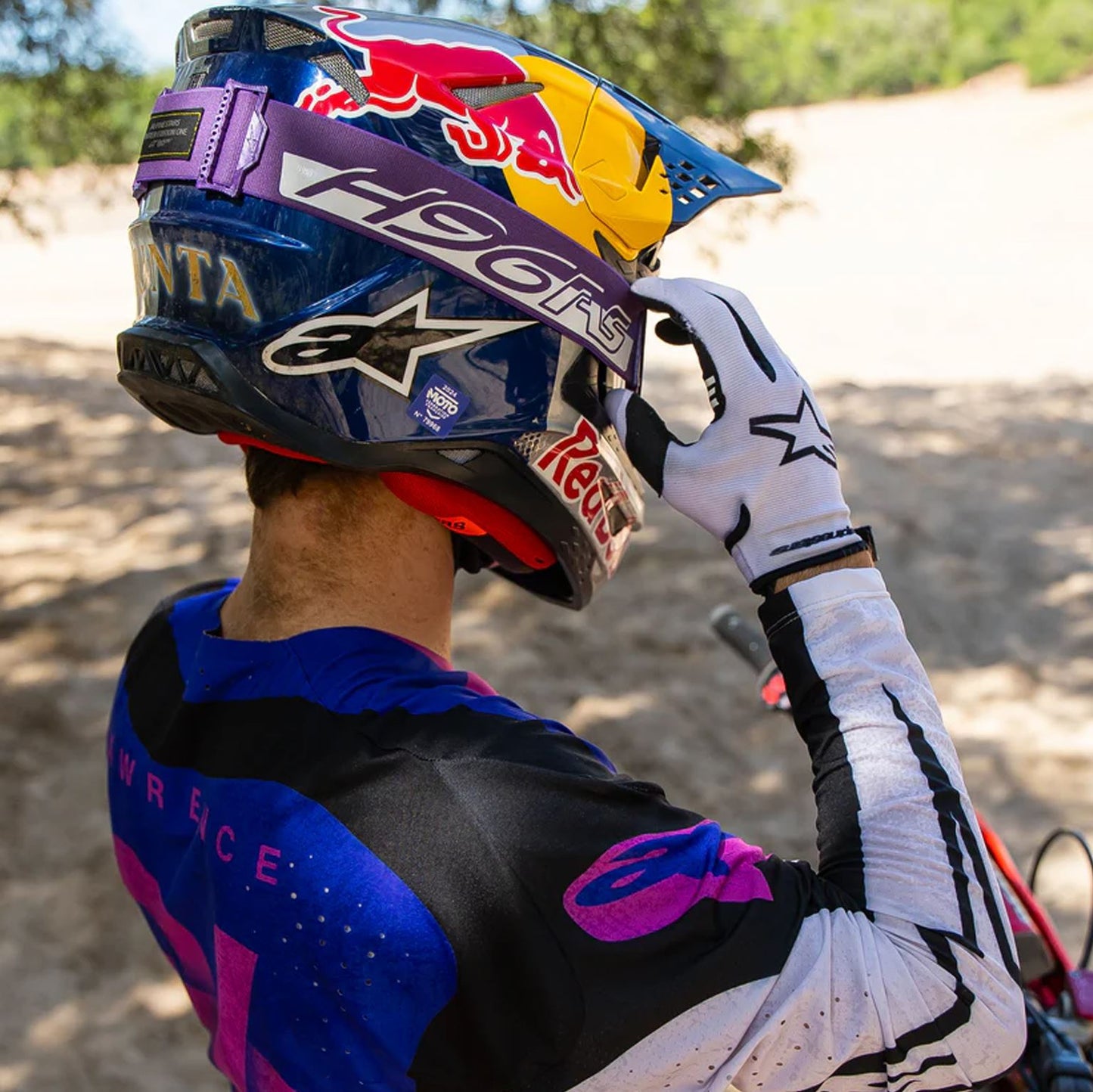 Alpinestars 2026 Supertech Hunter Lawrence Signature Motocross Goggles Purple White Mirror Silver One Size