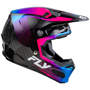 Fly Racing 2025 Formula S Carbon Protocol Motocross Helmet Black Carbon Blue Pink