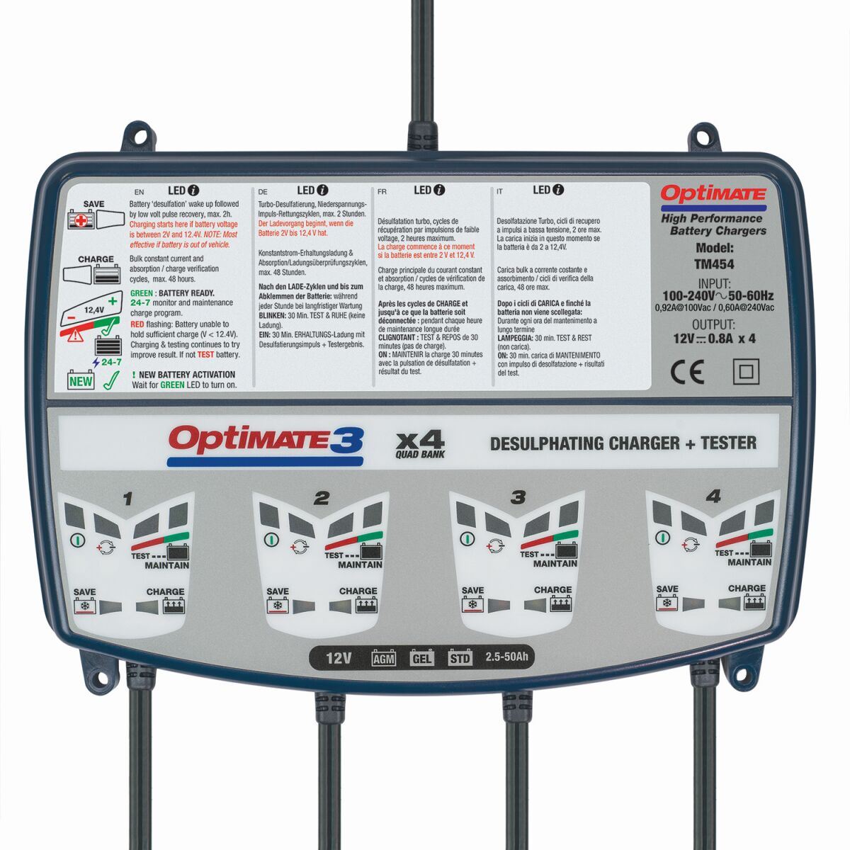 Optimate 3 Quad Bank 3 x 4 Bank 12V 0.8A Battery Saving Charger & Maintainer
