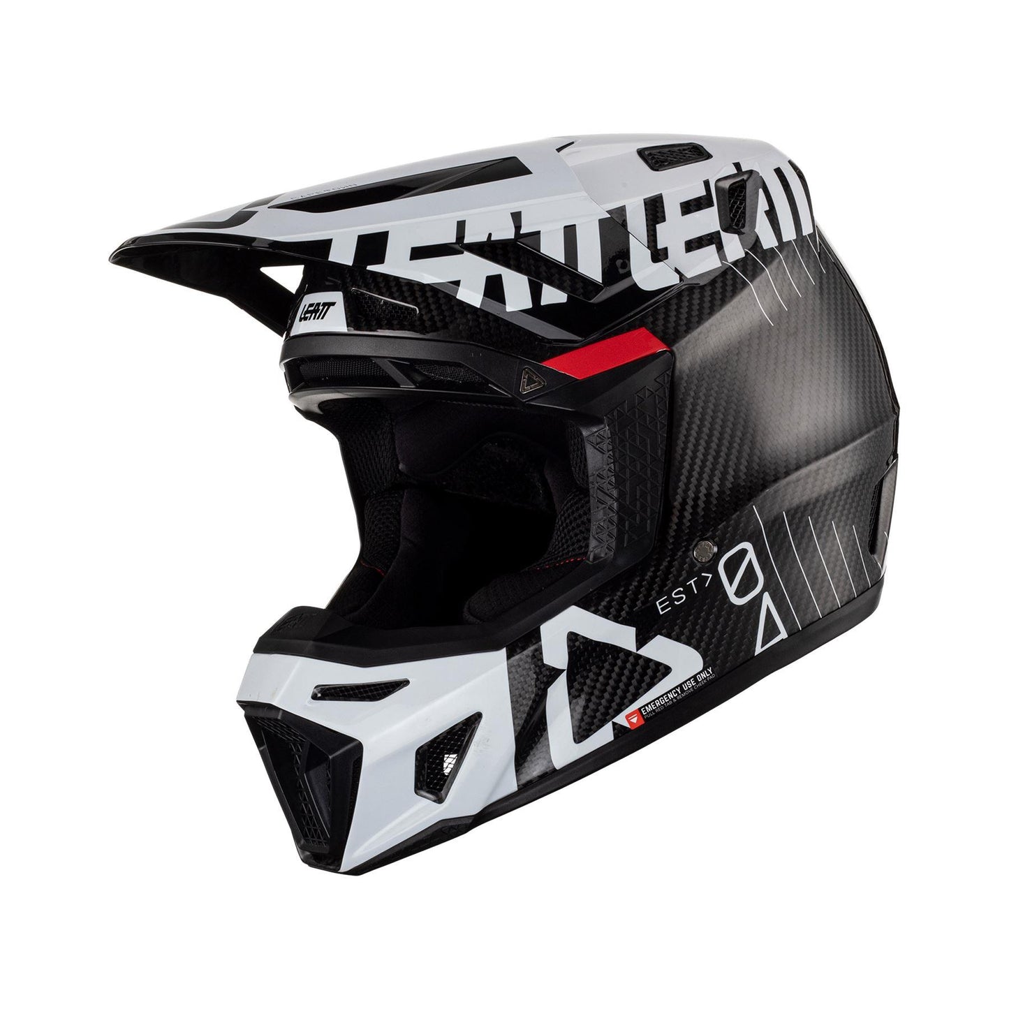 Leatt 2024 Helmet Moto 9.5 V24 Carbon White with 6.5 Goggles & Helmet Bag