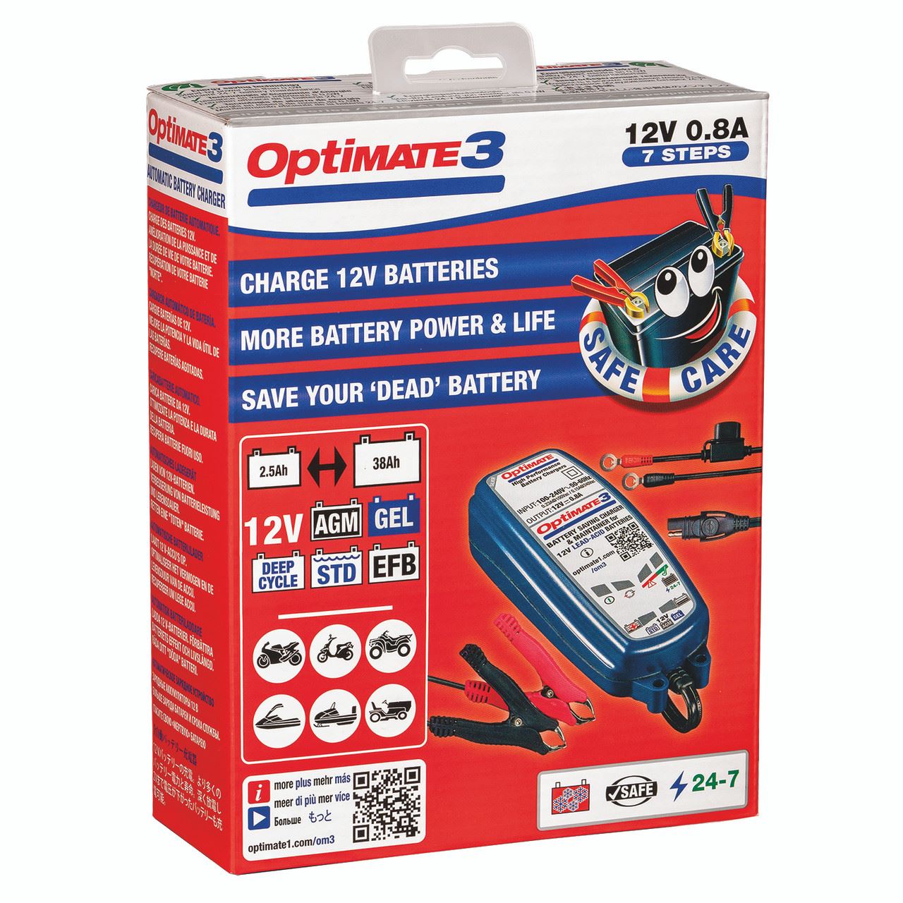 OptiMate 3 2V 0.8A Silver Battery Saving Charger & Maintainer