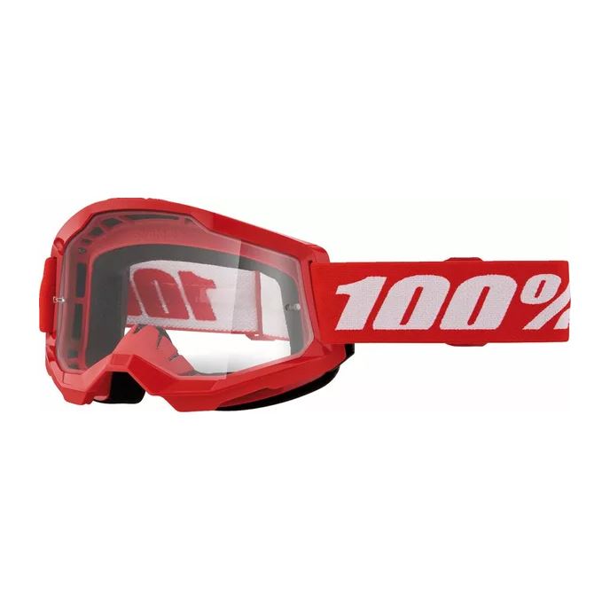100% MX Goggles Strata 2 Youth Red Clear