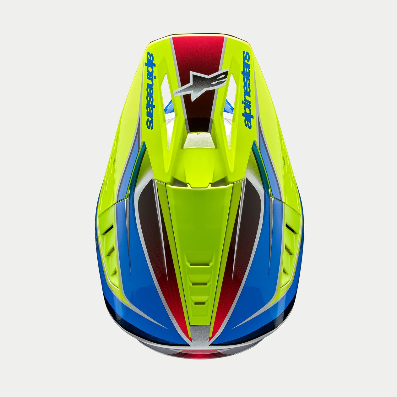 Alpinestars 2026 Supertech SM5 Sail Yellow Fluo Enamel Blue Silver Motocross Helmet