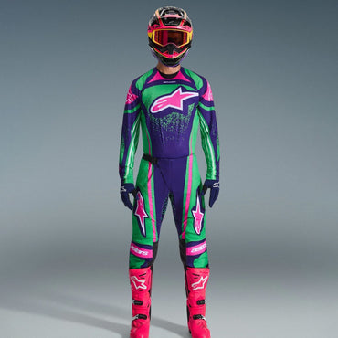 Alpinestars 2026 Techstar Nomur Motocross Combo Kit Deep Purple Green Pink Fluo