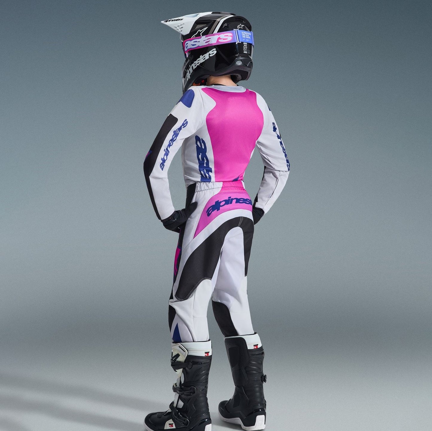 Alpinestars 2026 Youth Fluid Grid Motocross Combo Kit Black Light Grey Purple