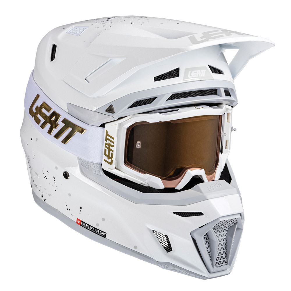 Leatt 2025 Composite Motocross Helmet V25 8.5 White With 5.5 Goggles