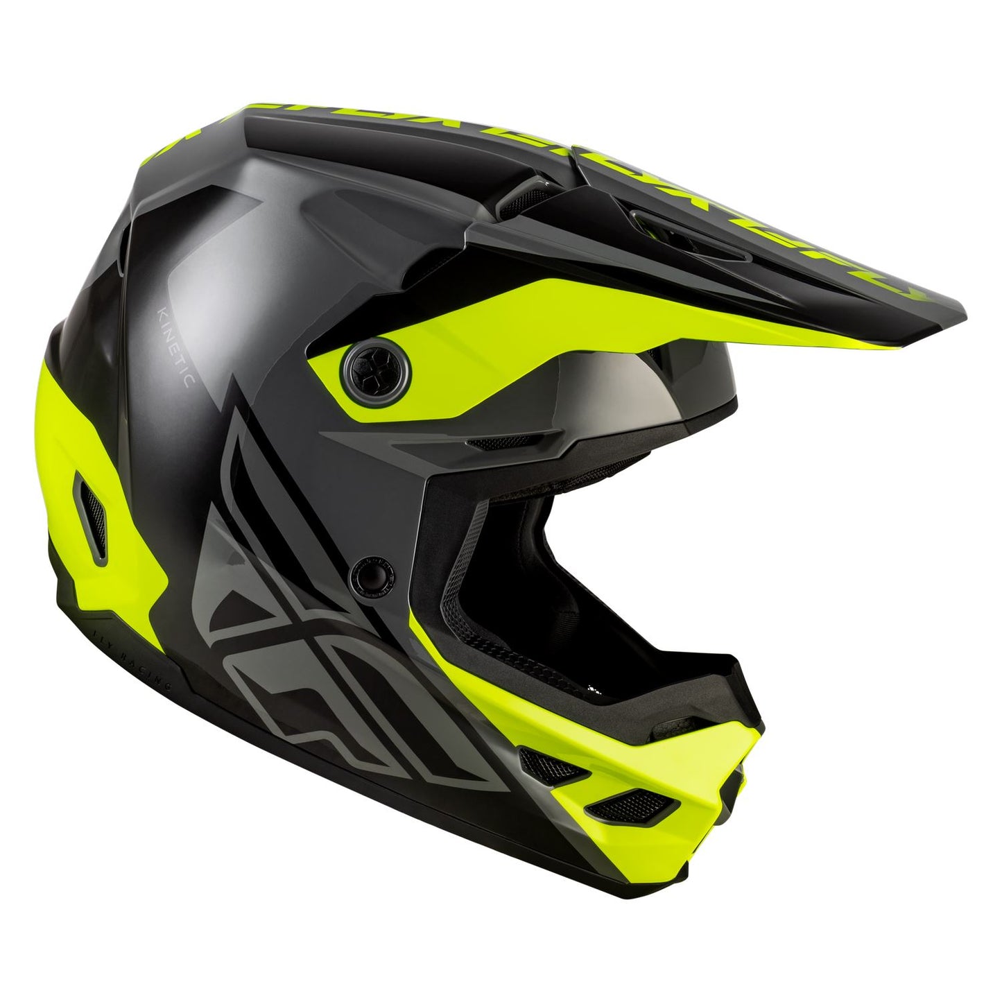 Fly Racing 2026 Motocross Helmet Kinetic Crest Grey Black Hi-Vis