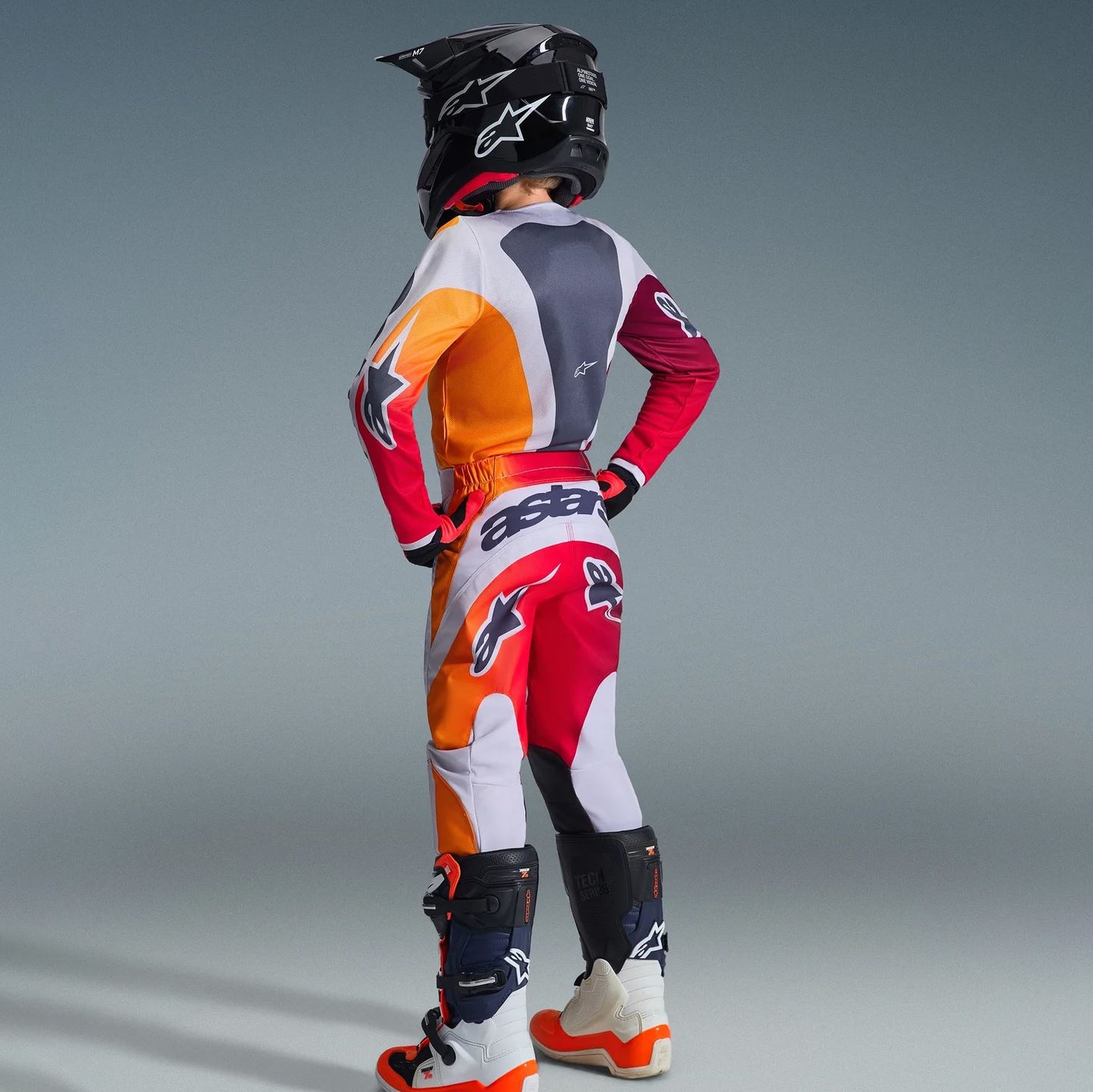 Alpinestars 2026 Youth Fluid Portl Motocross Combo Kit Red Grey