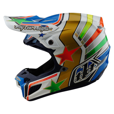 Troy Lee Designs Spring 2025 MX Helmet SE5 Composite Rays White Blue