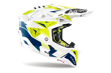 Airoh Helmet 2024 Aviator 3 Spin Yellow Blue Gloss HPC Carbon