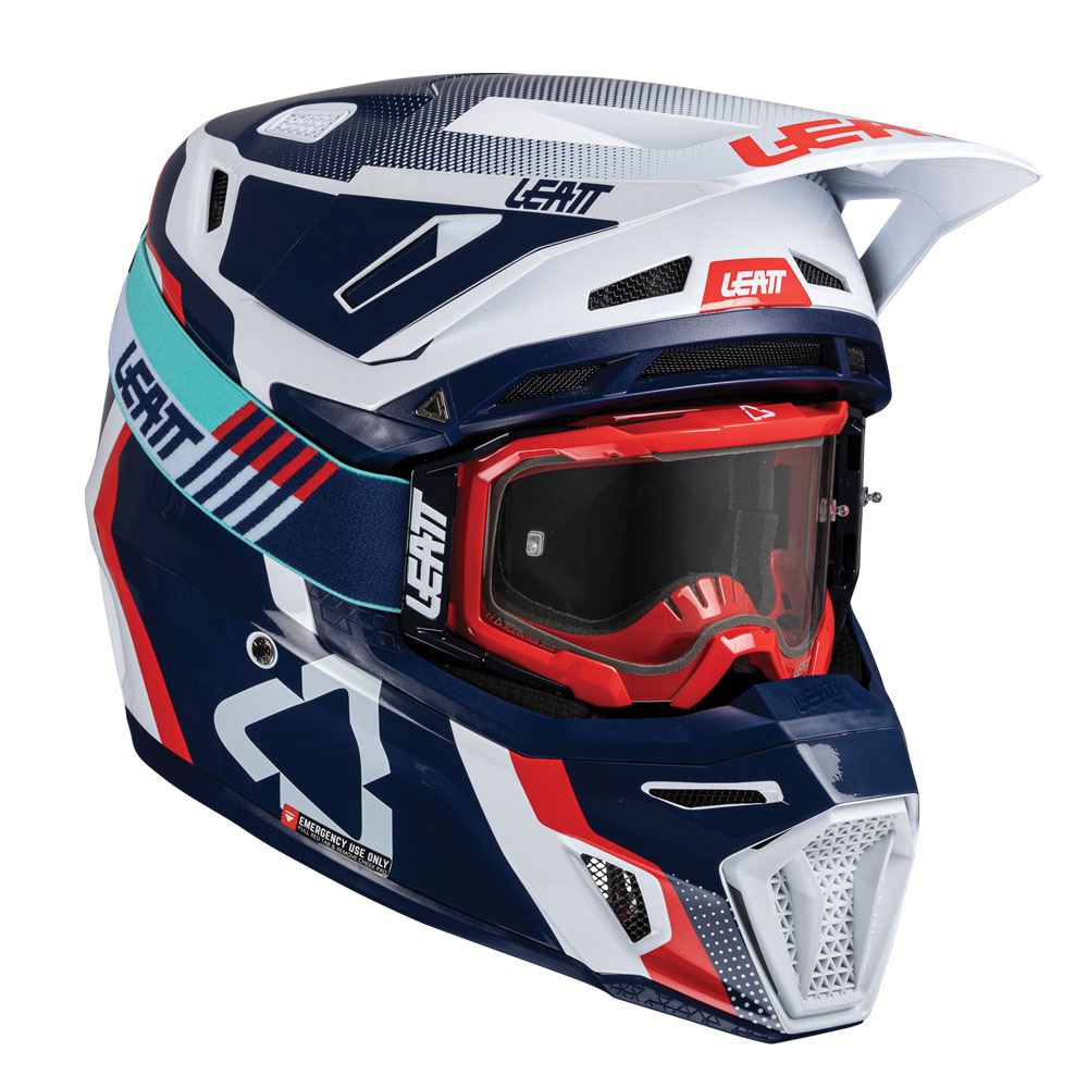 Leatt 2025 Composite Motocross Helmet V25 8.5 Royal With 5.5 Goggles