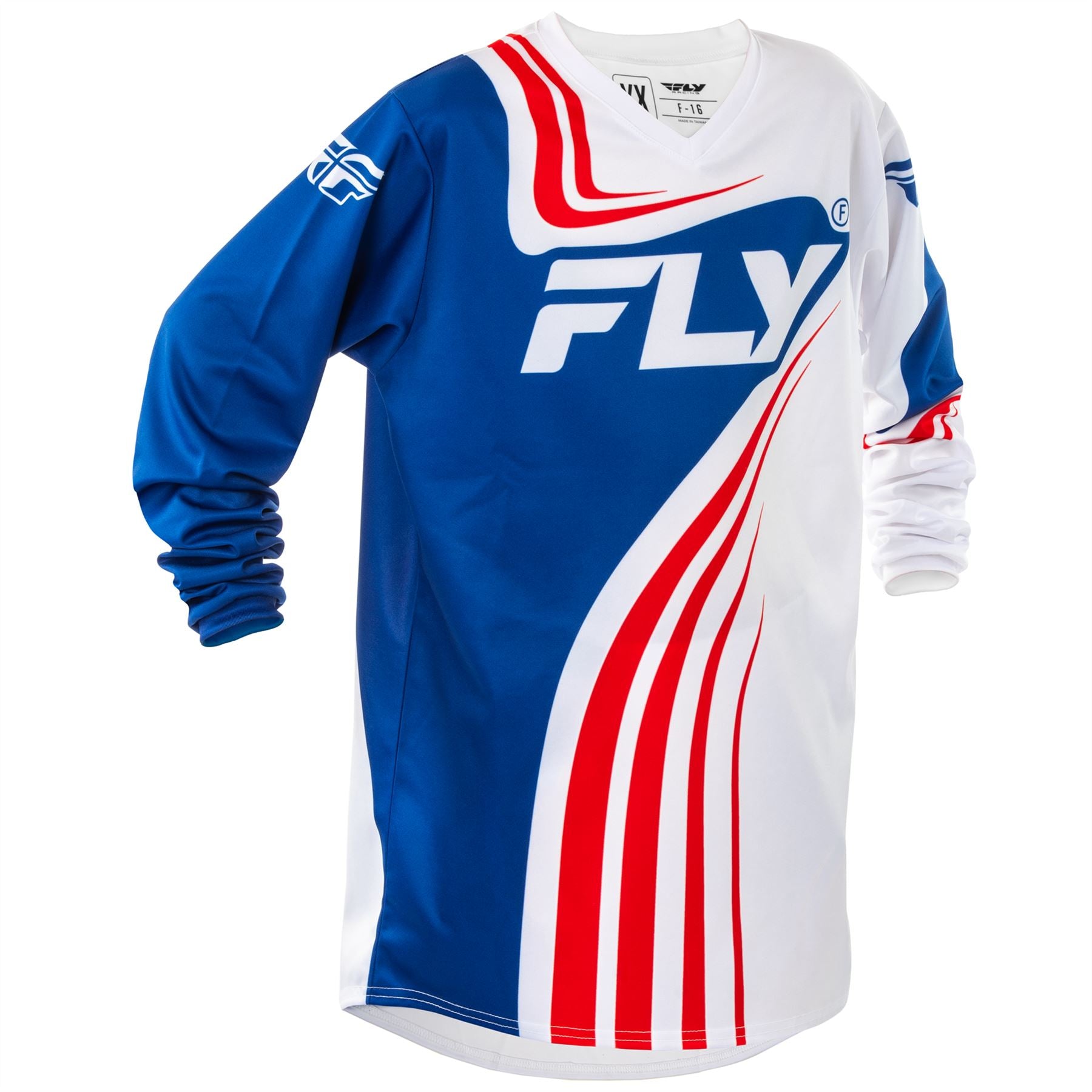 Fly Racing 2025 Youth F-16 Motocross Jersey Red White Blue