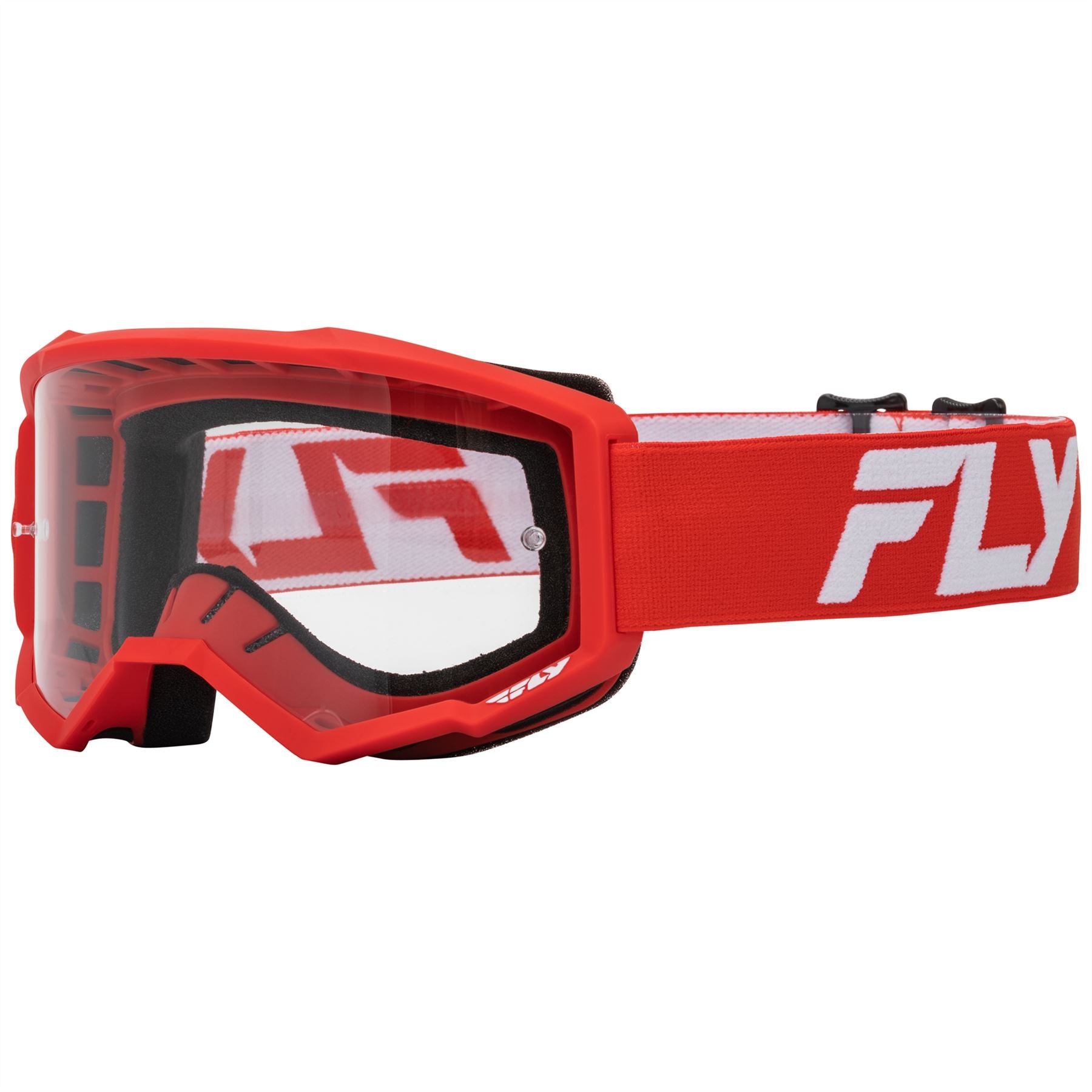 Fly Racing 2025 Focus Motocross Goggles Red White with Clear Lens