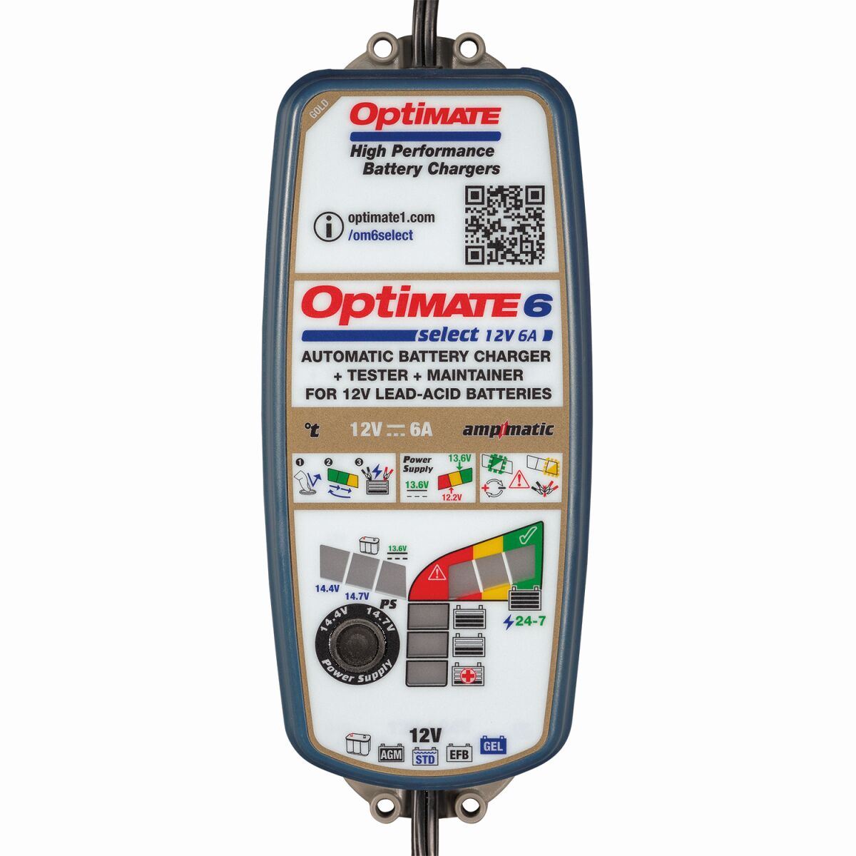 OptiMate 6 Select Gold 12V 6A Battery Charger Optimiser