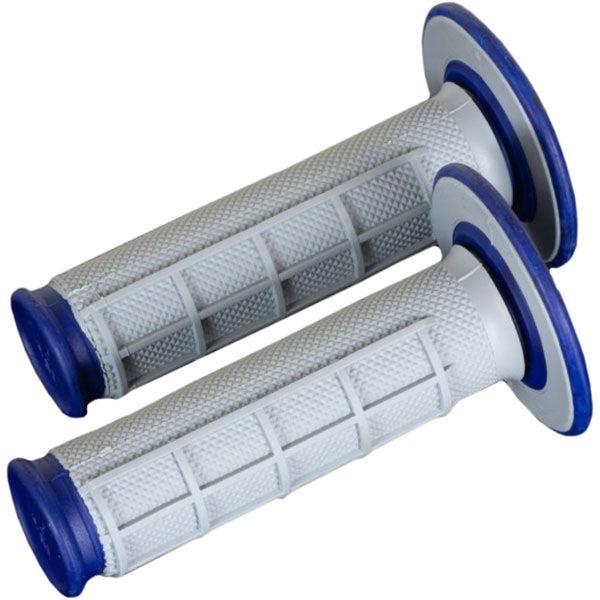 Renthal Dual Compound Tapered Half Waffle Grips Grey Blue MX Enduro