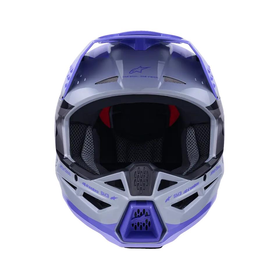 Alpinestars 2026 SM3 Jettson Youth Motocross Helmet Grey Purple Black Glossy
