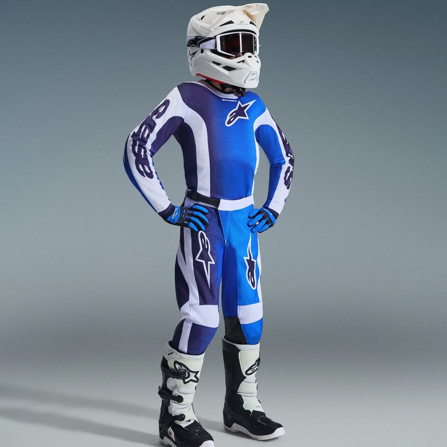 Alpinestars 2026 Youth Fluid Portl Motocross Combo Kit Ucla Blue White
