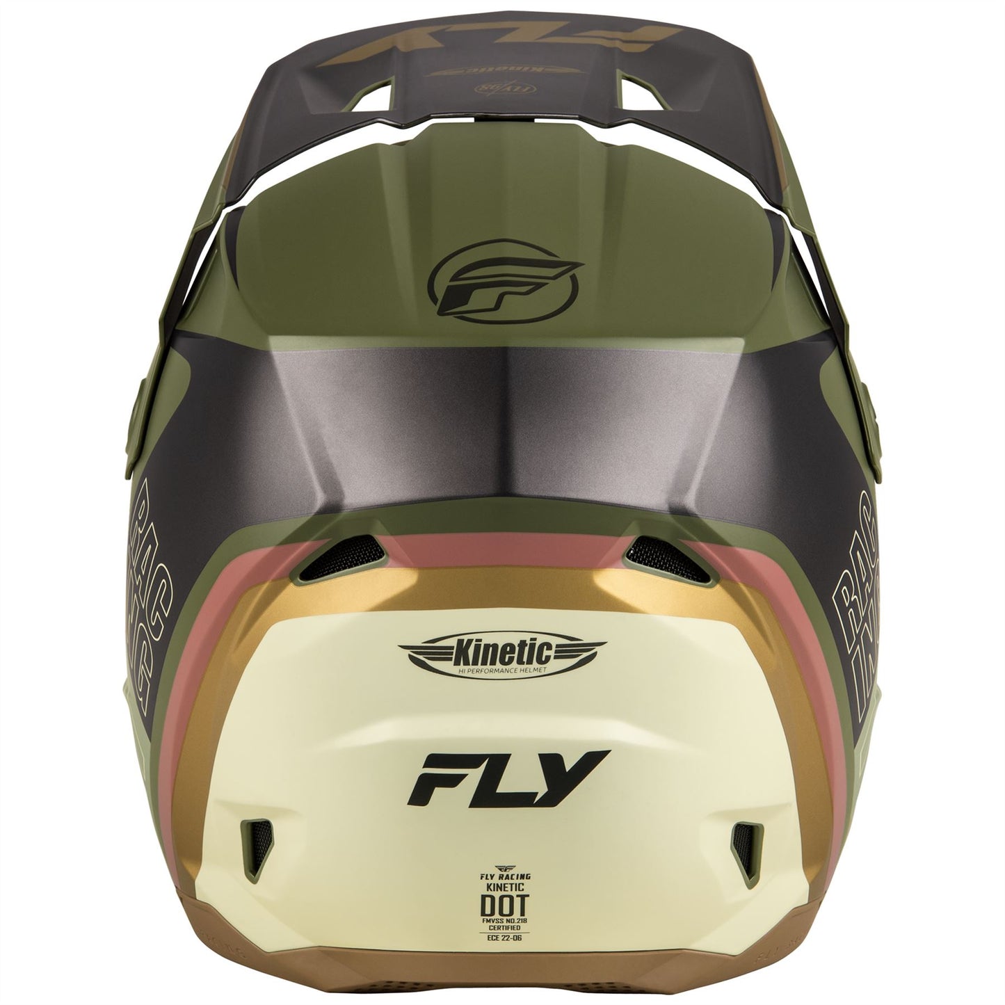 Fly Racing 2025 Kinetic Rally Motocross Helmet Matt Moss Grey Khaki Off-White