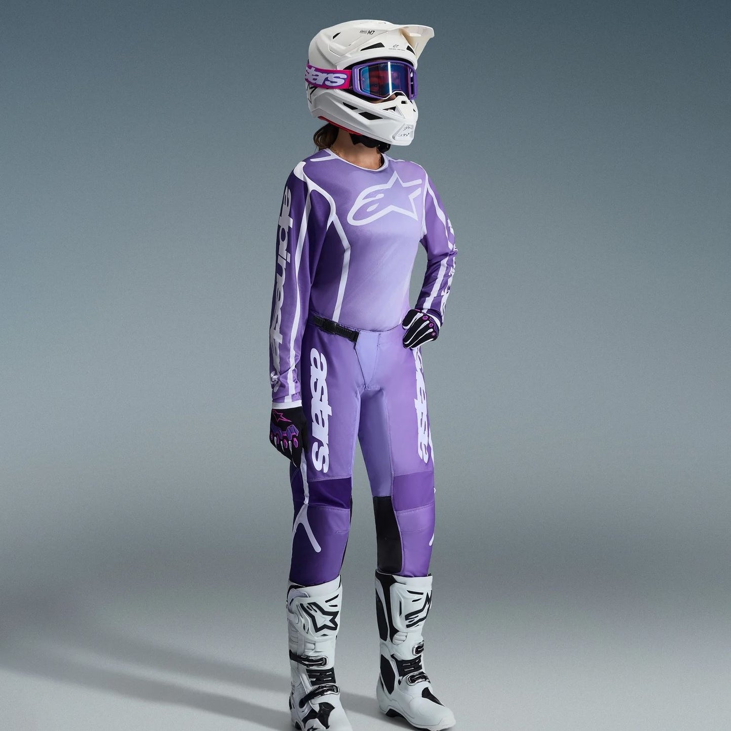 Alpinestars 2026 Womens Stella Fluid Apex Motocross Combo Kit Black White Fuchsia