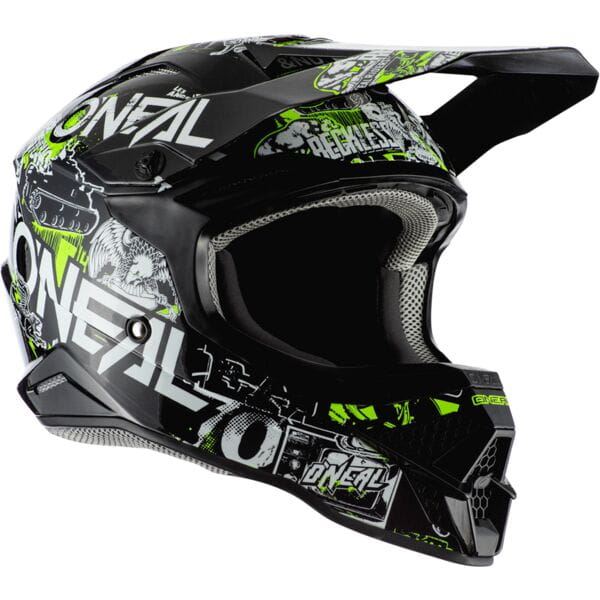 O'Neal 2024 Motocross Helmet 3SRS Attack Black Neon Yellow