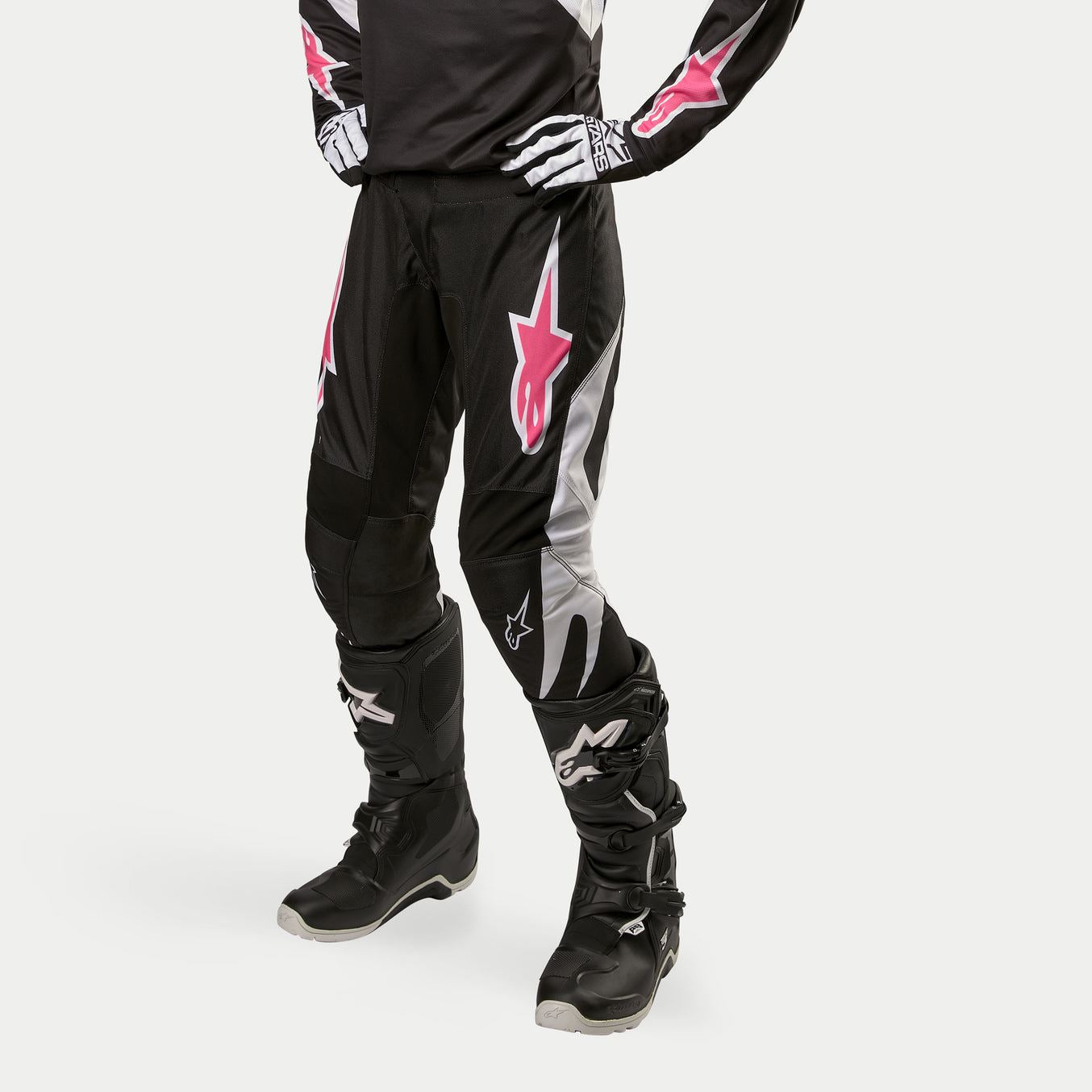Alpinestars 2024 Stella Fluid Womens Motocross Combo Kit Pants & Jersey Black White Pink CLEARANCE