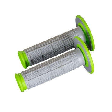 Renthal Dual Compound Tapered Half Waffle Grips Grey Green MX Enduro