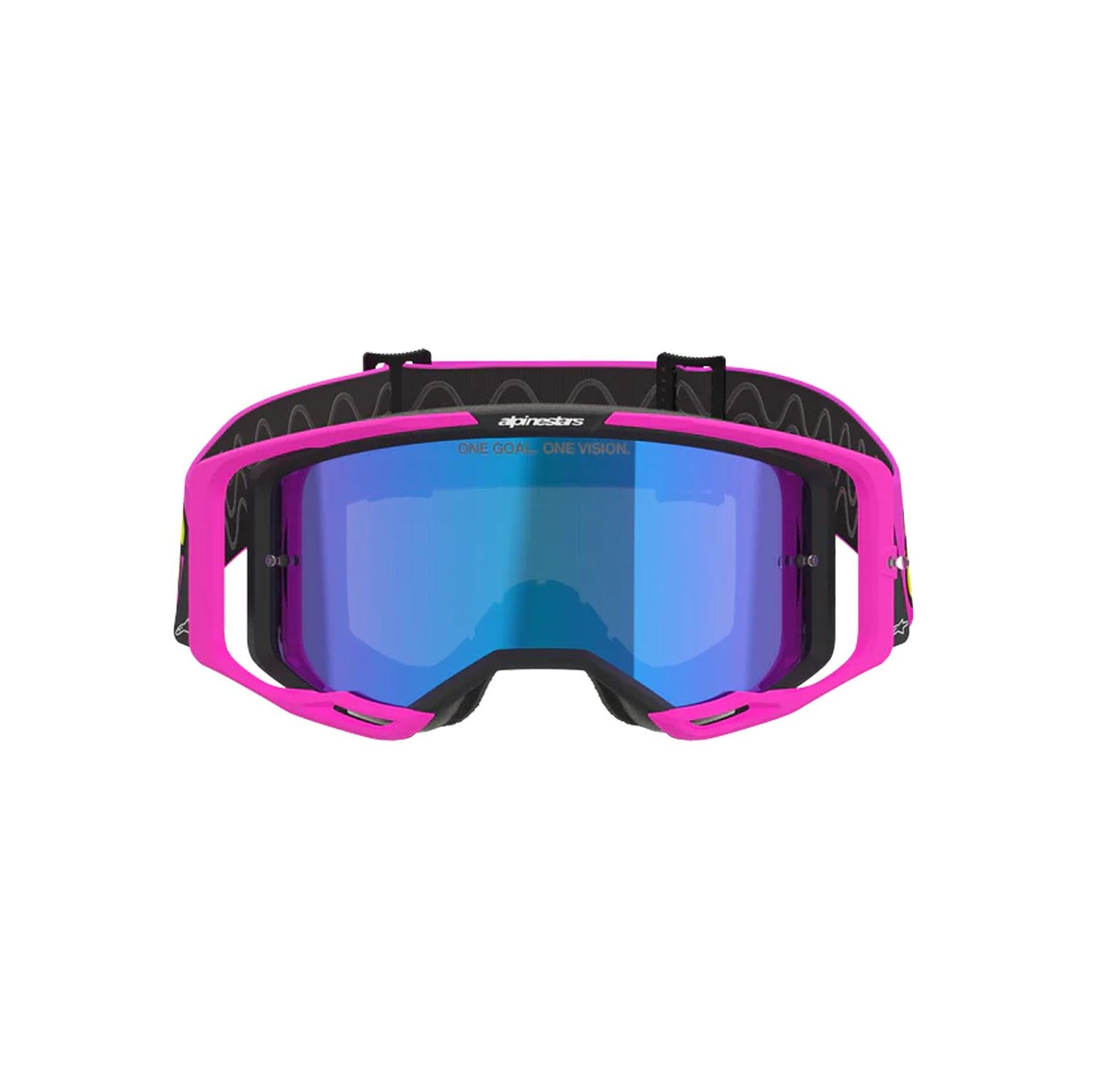Alpinestars 2026 Vision 8 Vista Motocross Goggles Pink Flo Yellow Flo Mirror Blue One Size