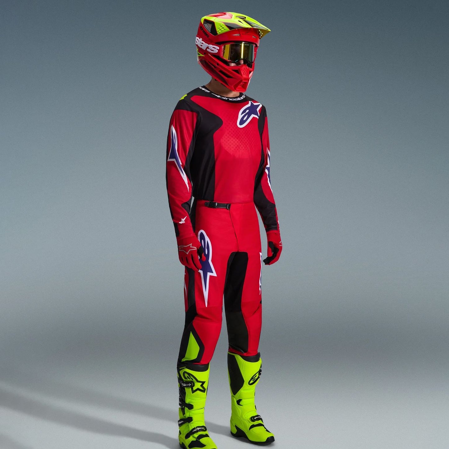 Alpinestars 2026 Fluid Grid Motocross Combo Kit Red Black Purple