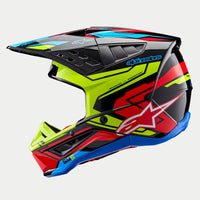 Alpinestars 2024 Supertech SM5 Action 2 Black Yellow Fluo Bright Red Motocross Helmet
