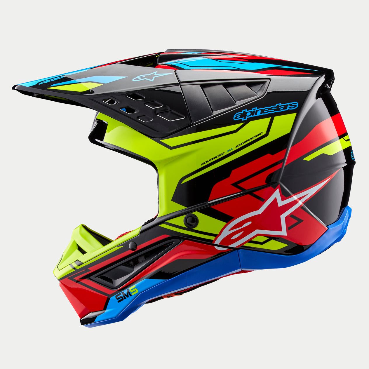 Alpinestars 2026 Supertech SM5 Action 2 Black Yellow Fluo Bright Red Motocross Helmet