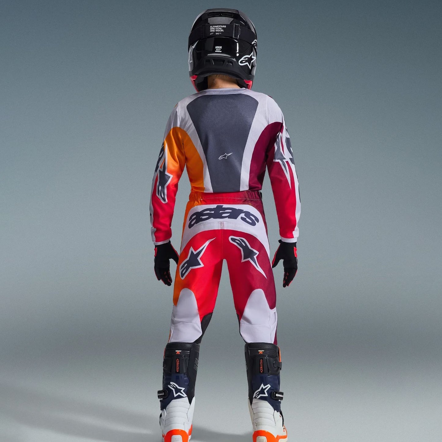 Alpinestars 2026 Youth Fluid Portl Motocross Combo Kit Red Grey