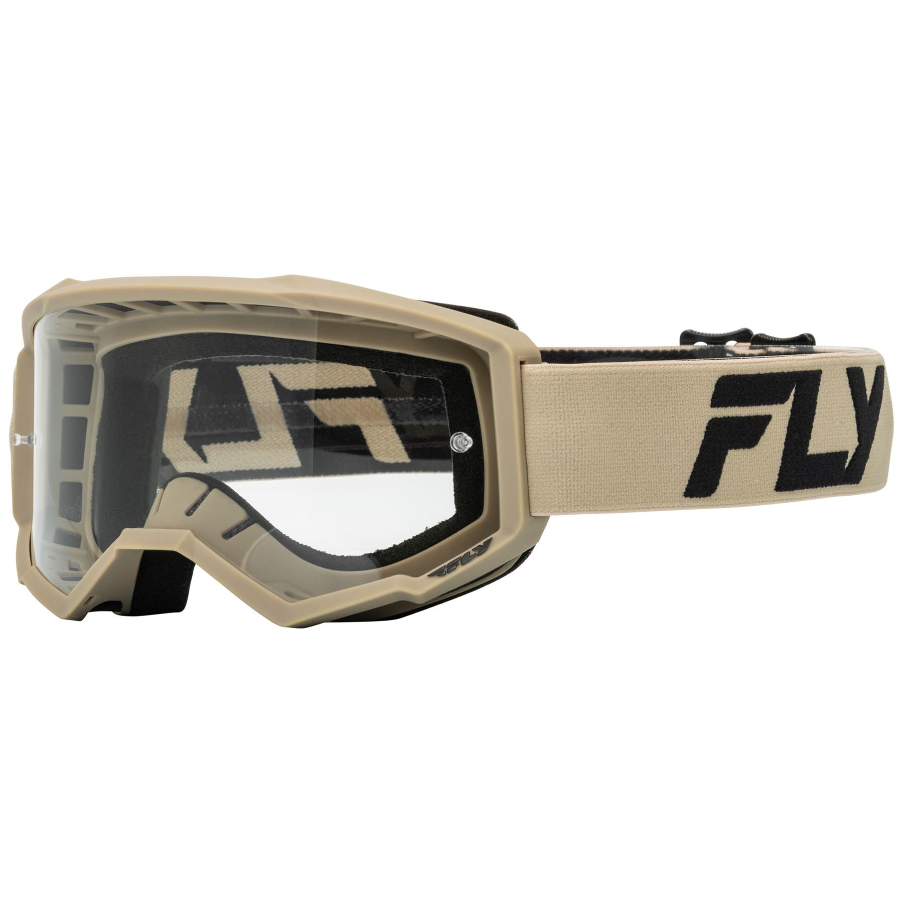 Fly Racing 2025 Focus Motocross Goggles Khaki Black with Clear Lens