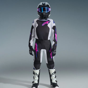 Alpinestars 2026 Youth Fluid Grid Motocross Combo Kit Black Light Grey Purple