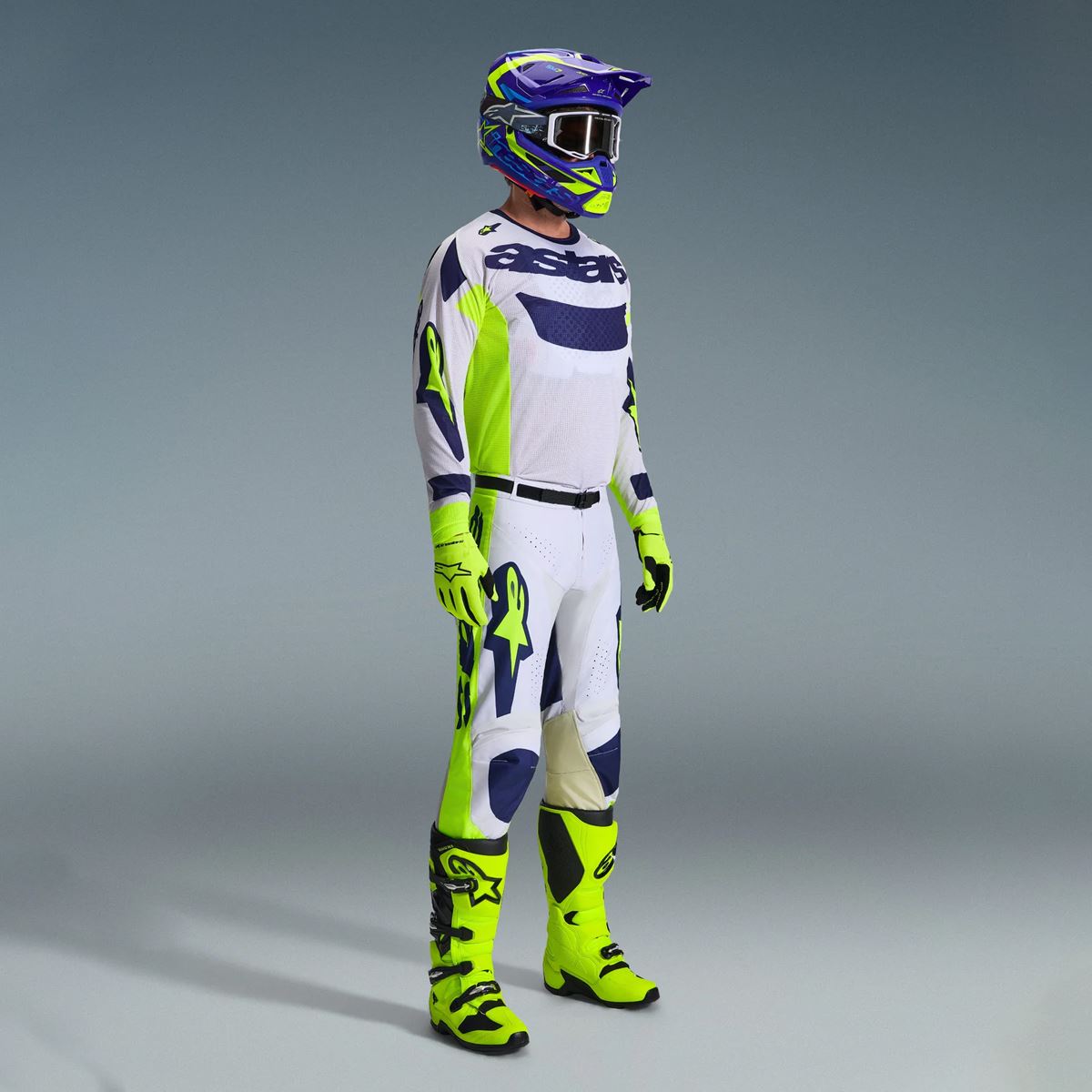 Alpinestars 2026 Racer Air Riway Motocross Combo Kit Light Grey Yellow Flo Blue