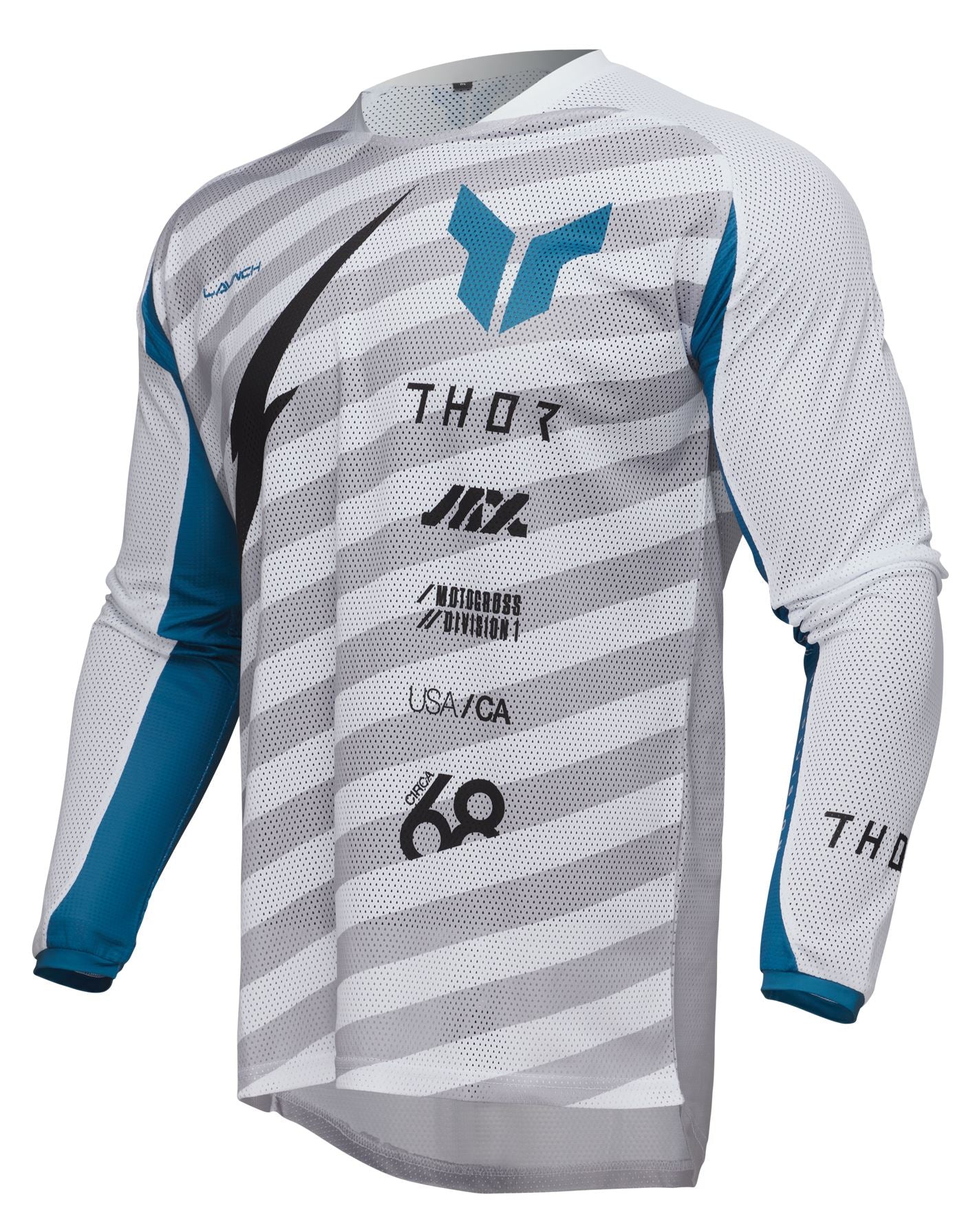 Thor 2025 Motocross Jersey Launchmode Vented Raid White Grey
