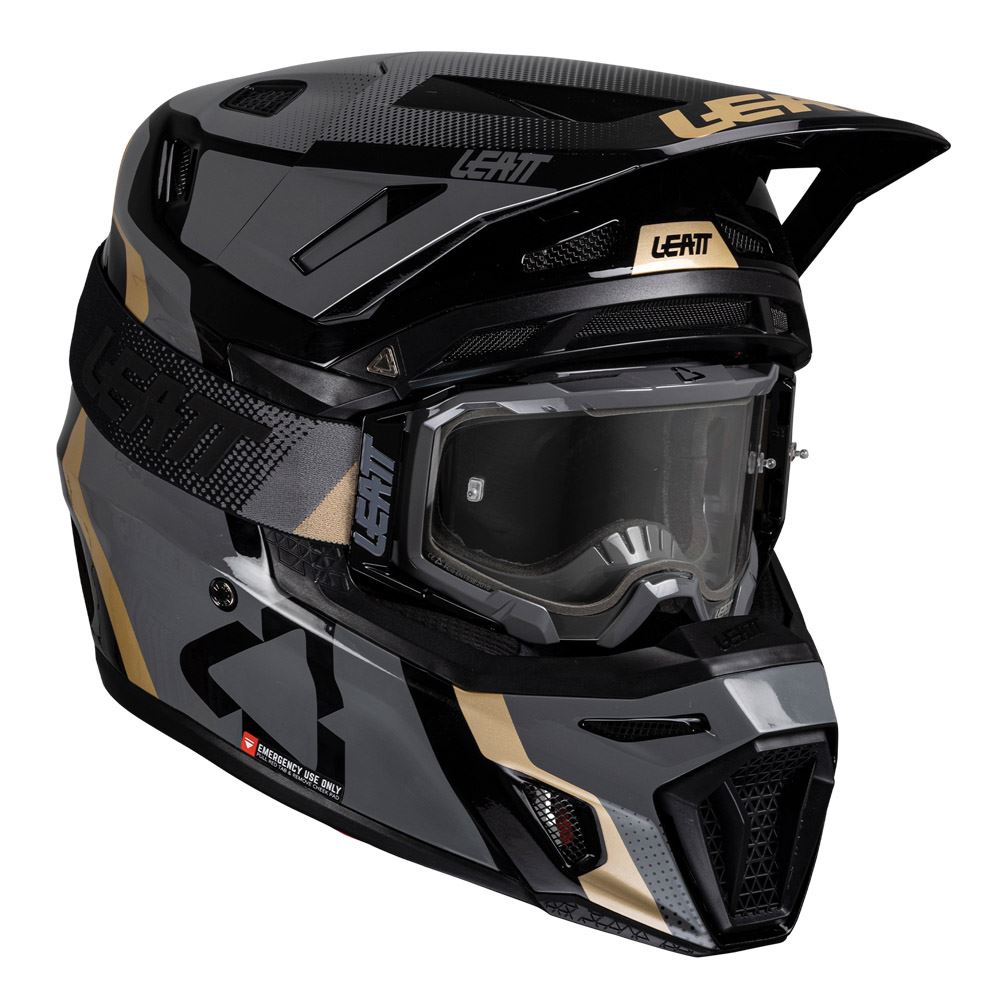 Leatt 2025 Composite Motocross Helmet V25 8.5 Black With 5.5 Goggles