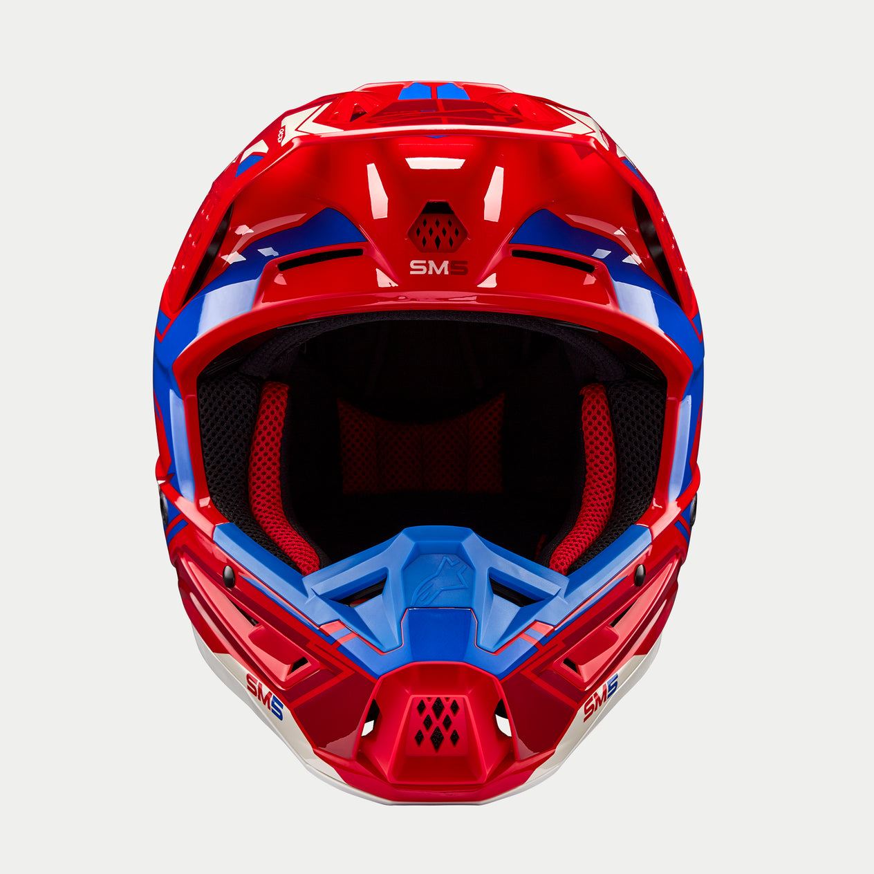 Alpinestars 2026 Supertech SM5 Action 2 Bright Red Blue Motocross Helmet