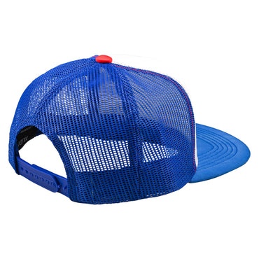Troy Lee Designs Spring 2025 MX Peace Out Trucker Snapback Cap White Blue