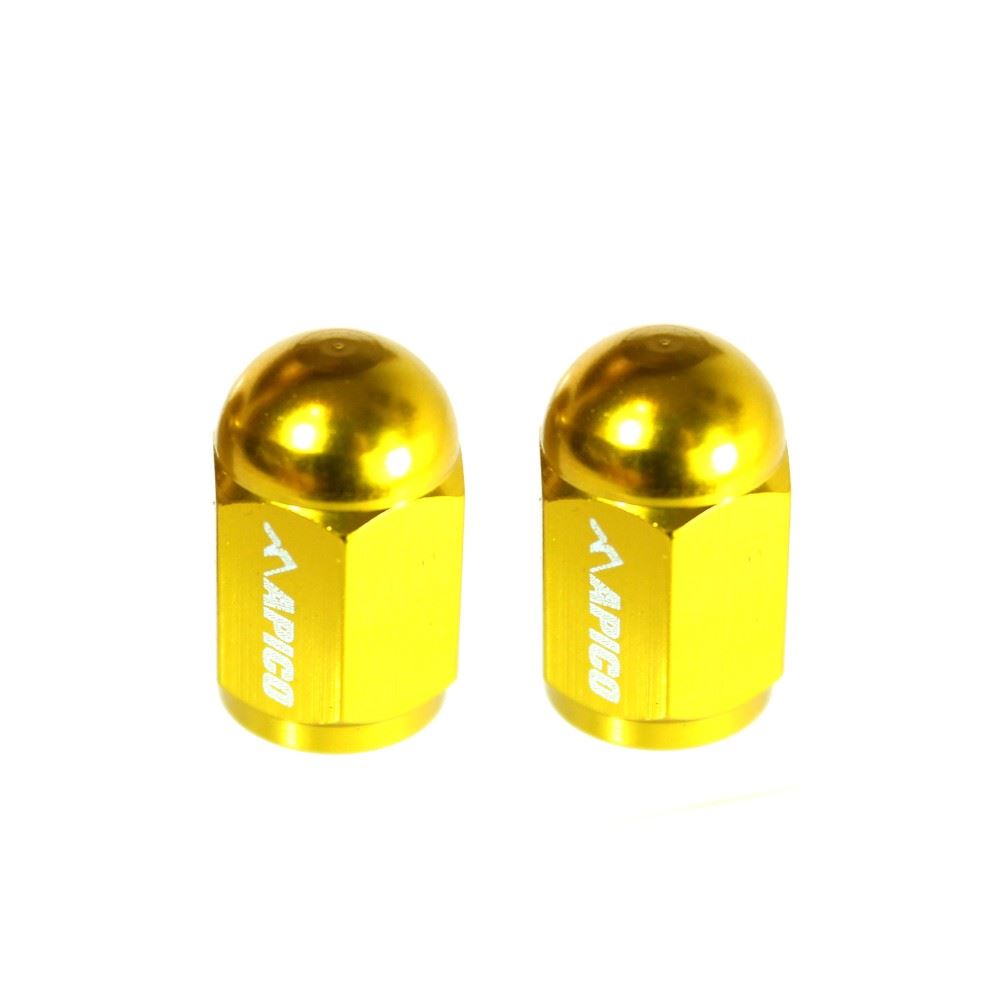 Apico CNC Aluminium Valve Cap 2 Pack Yellow