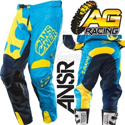 Answer Racing Adult Skull Candy Blue Yellow Race Pants