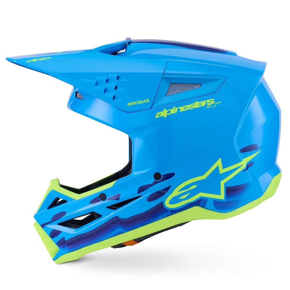 Alpinestars 2026 SM3 Force Motocross Helmet Cyan Glossy