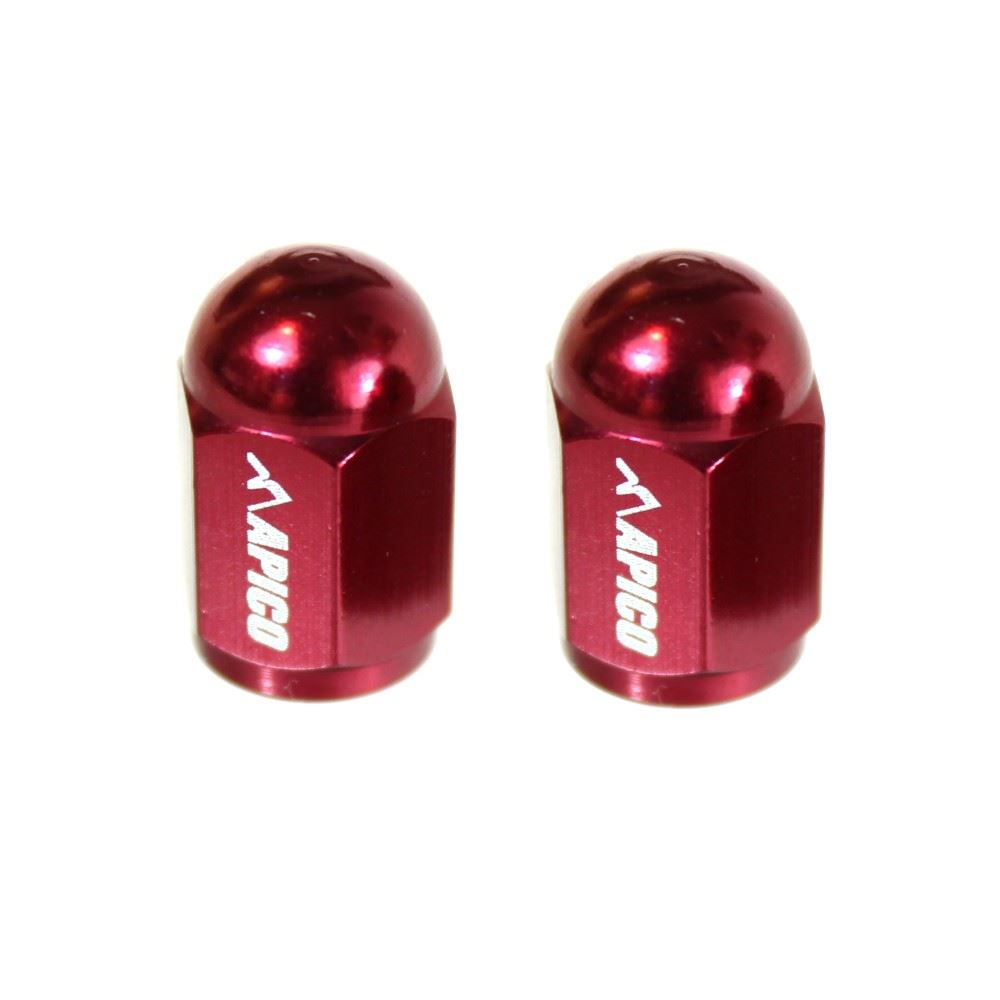 Apico CNC Aluminium Valve Cap 2 Pack Red