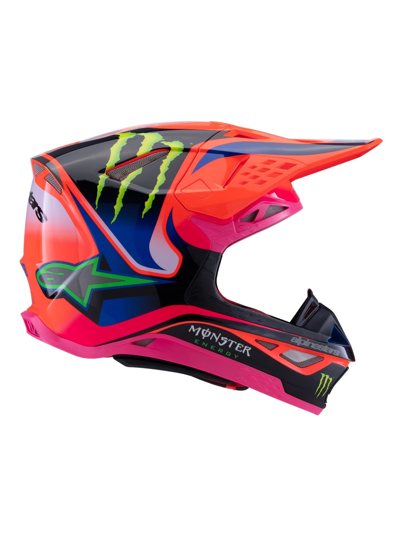 Alpinestars 2025 SM10 Deegan Monster Motocross Helmet Orange Fluo Purple Pink Fluo Gloss