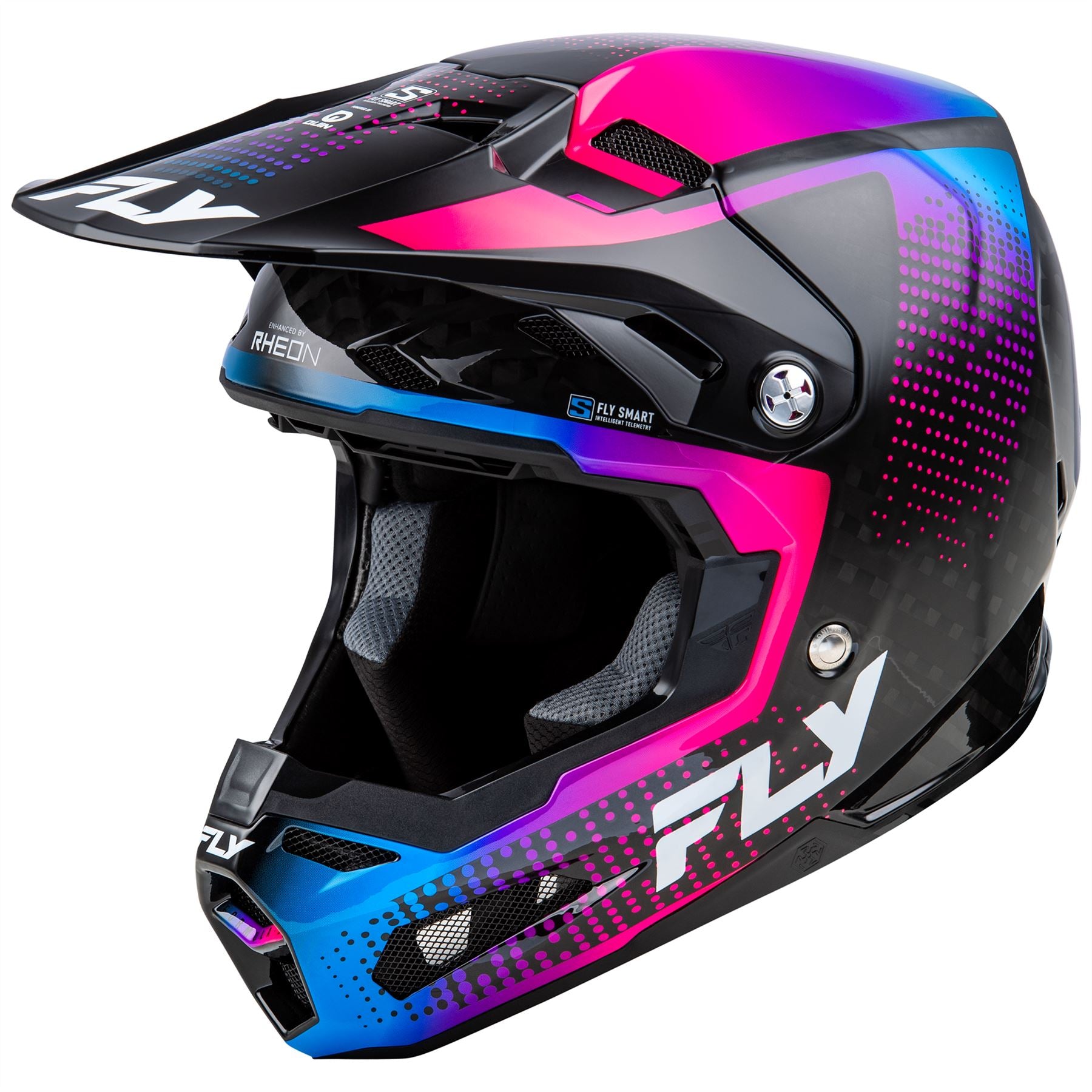 Fly Racing 2025 Formula S Carbon Protocol Motocross Helmet Black Carbon Blue Pink